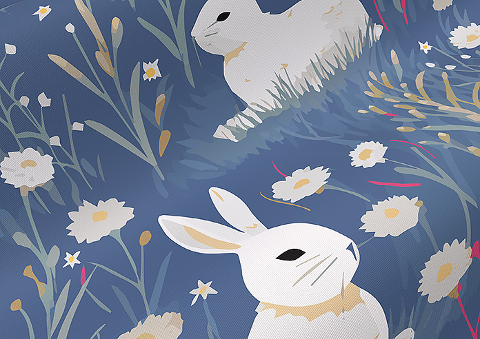 Bunny Meadows, Periwinkle - Roller Blind - Image 4